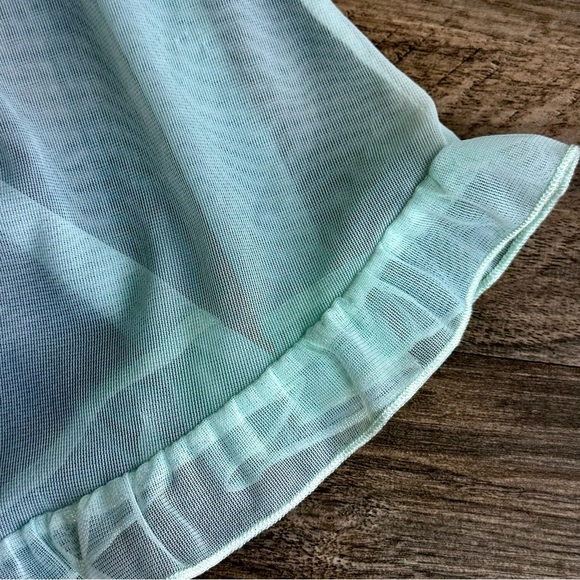 Victoria's Secret Lace & Mesh Mint Green Chemise Babydoll with Sheer Ruffle Trim - Picture 10 of 12